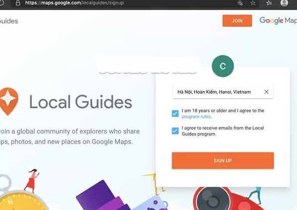 Xác minh google map qua Local Guides